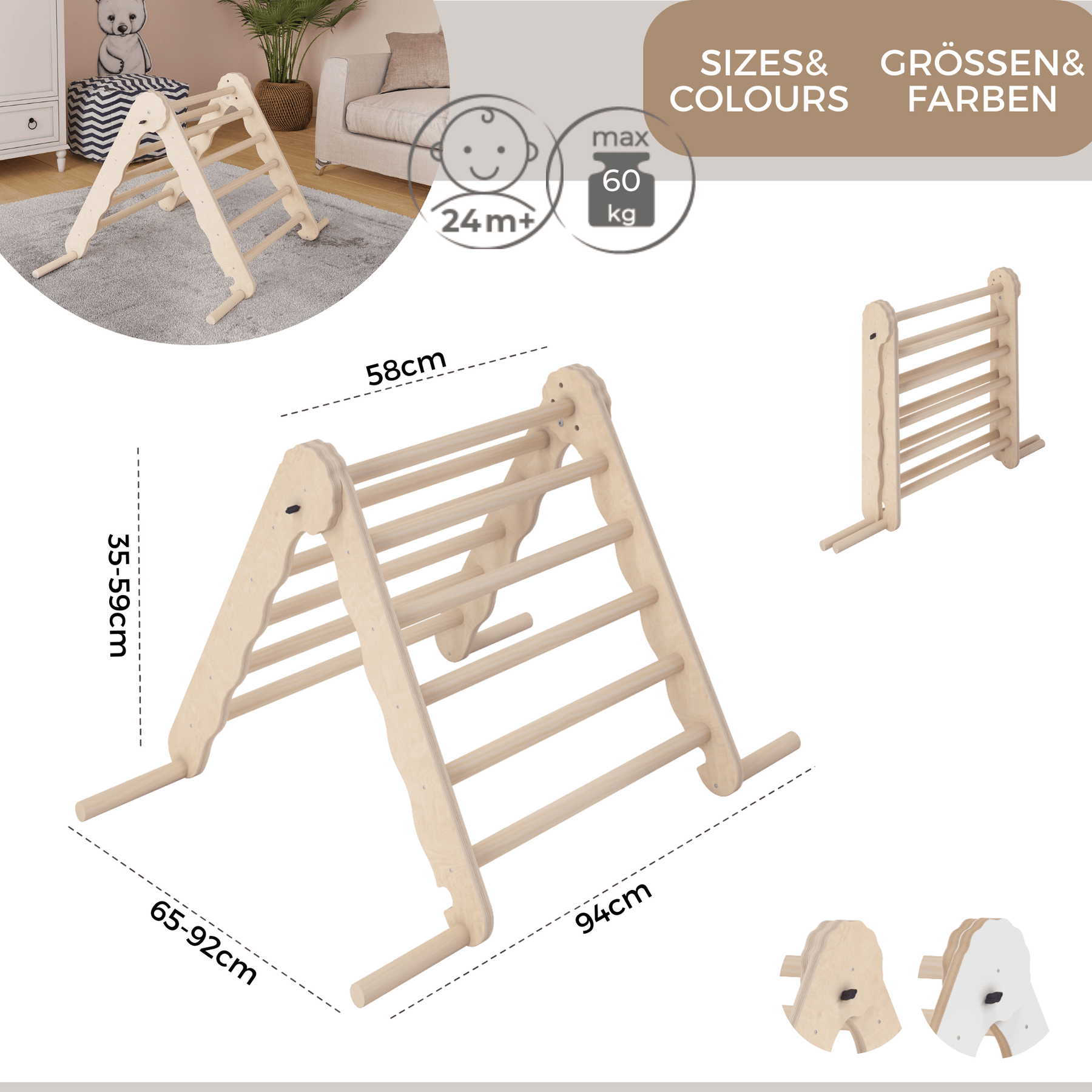 Triangle de Pikler bois - jouet de motricité intérieur enfant MAMOI