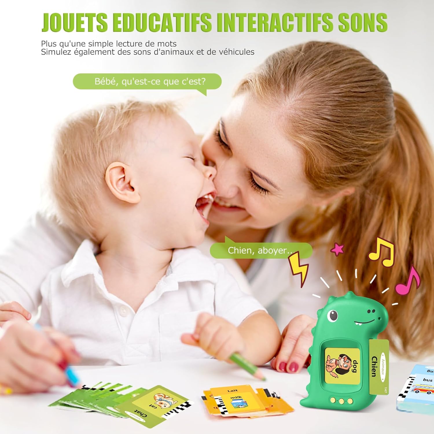 Cartes éducatives pour enfants de 1 à 6 ans 112 carte et 224 mots