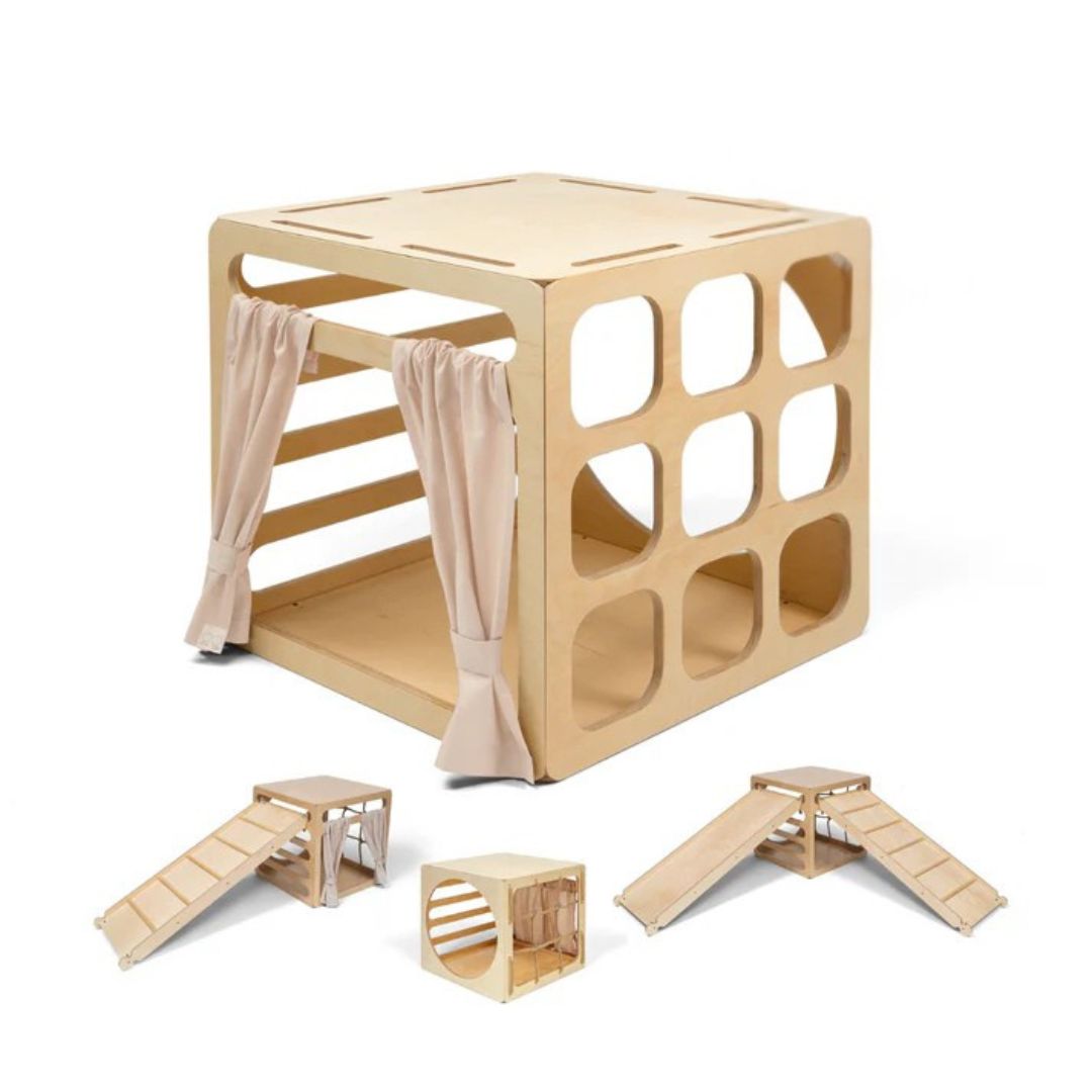 Cube d’escalade & cabane de jeu modulable en bois CUBITRI