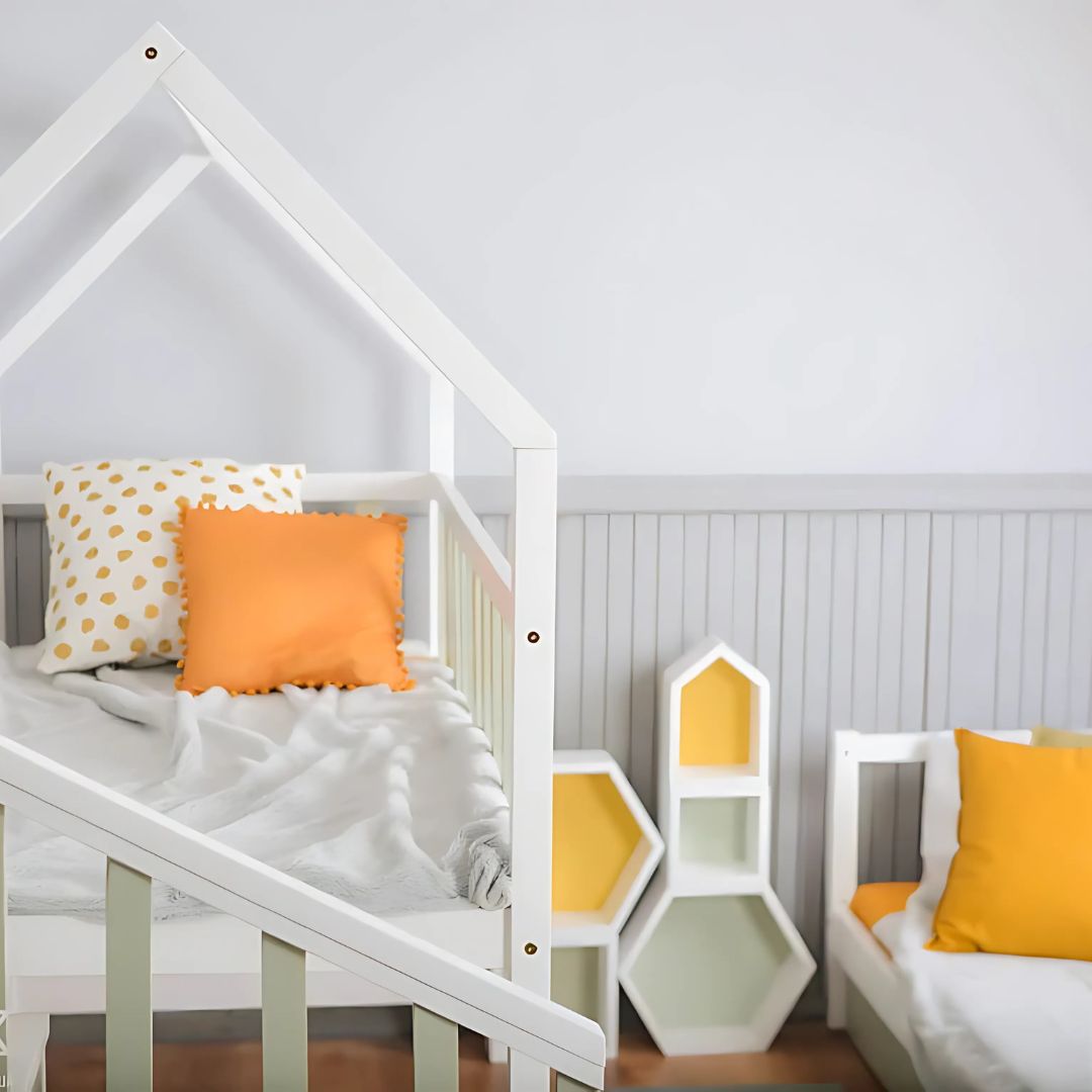 Lit Gigogne cabane 2 enfants 80x180cm et 80x160cm