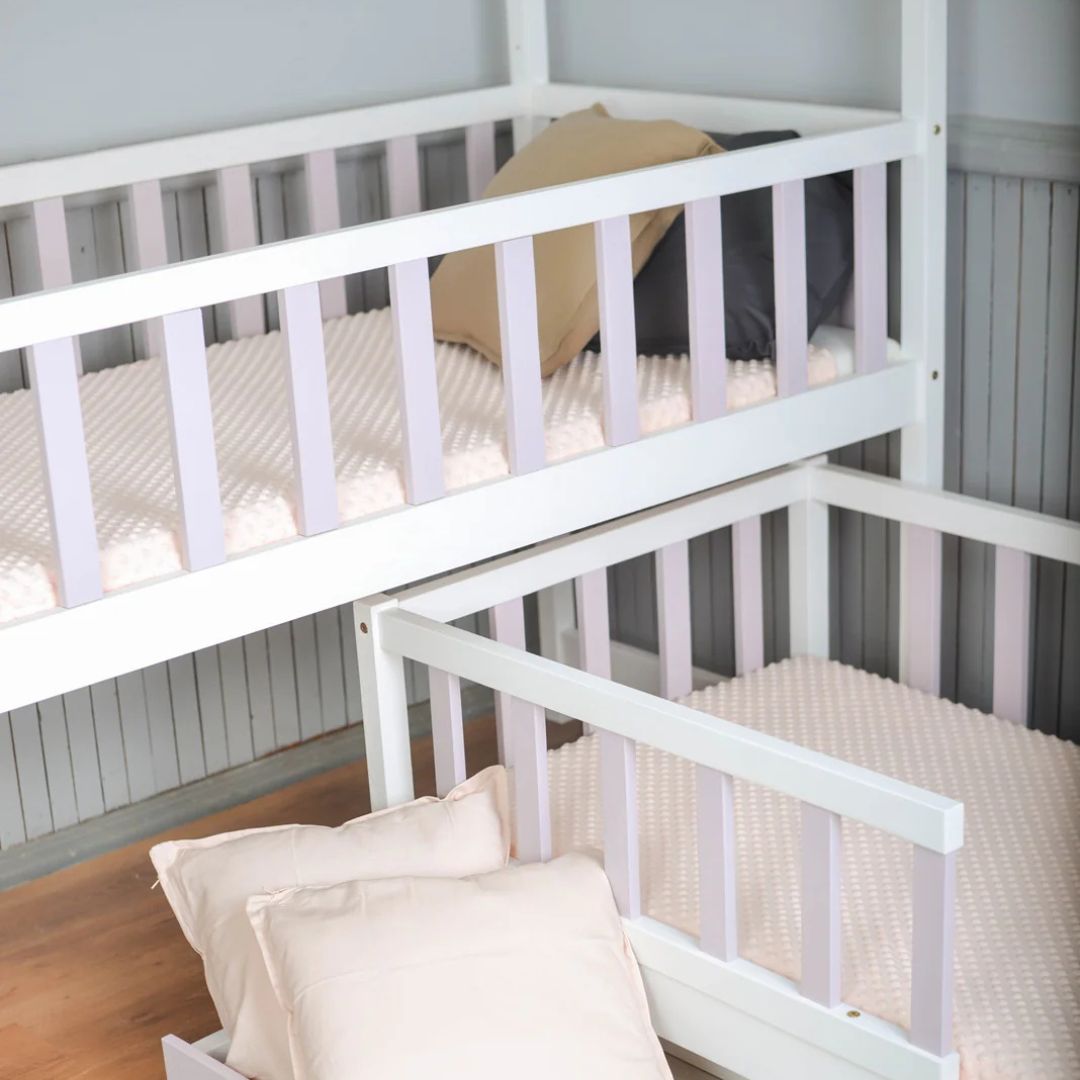 Lit Gigogne cabane 2 enfants 80x180cm et 80x160cm