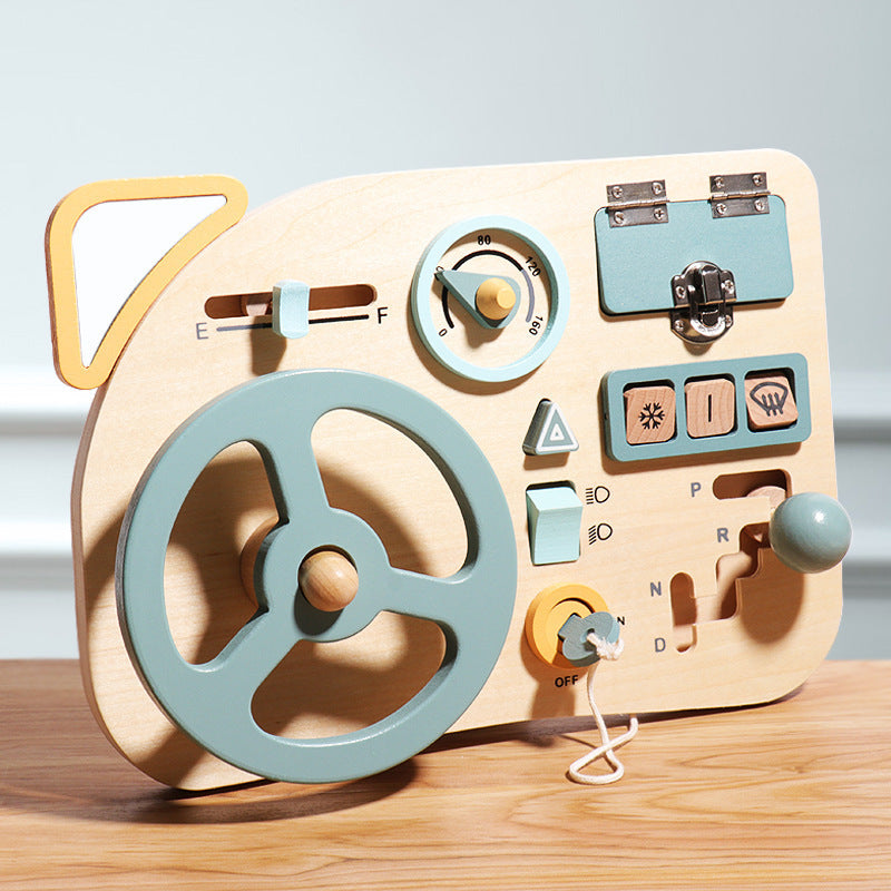 Montessori Busy Board Volant Voiture Enfant Jouet en Bois Jeux Educatif