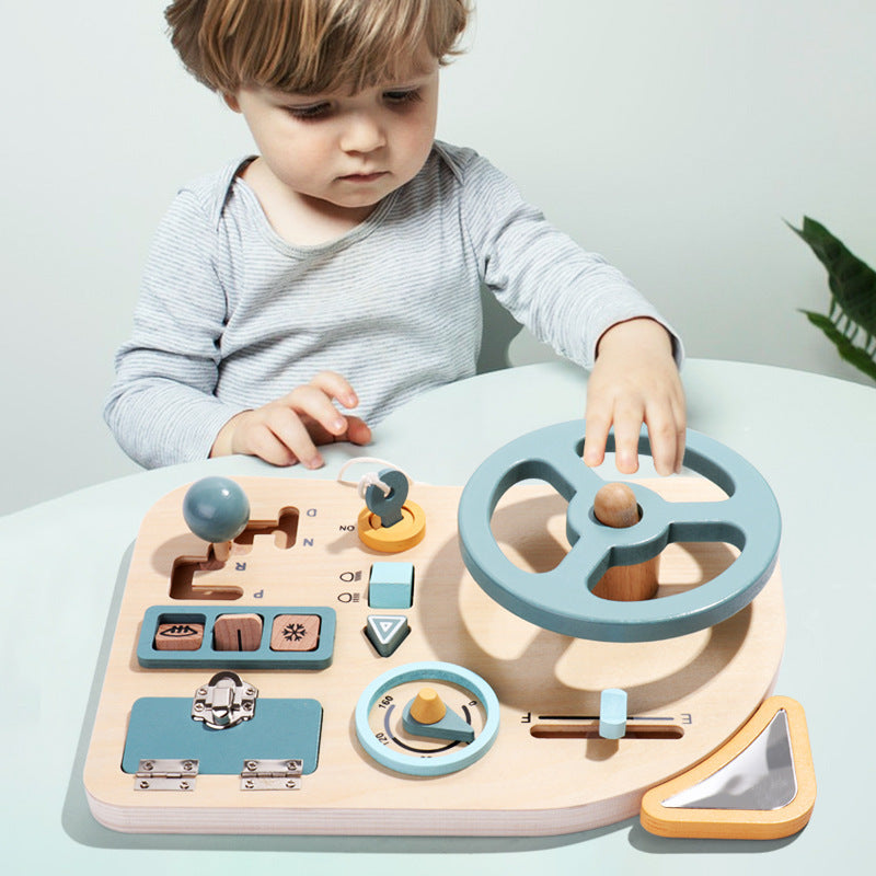 Montessori Busy Board Volant Voiture Enfant Jouet en Bois Jeux Educatif
