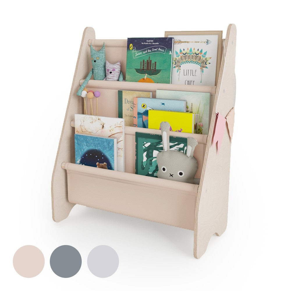 Bibliothèque enfant MAMOI en bois & tissu – 52×25×63 cm