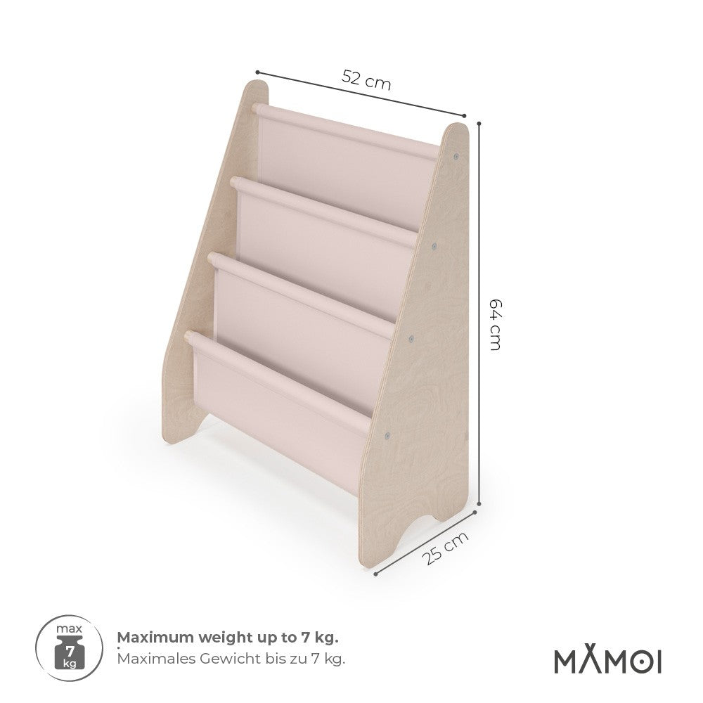 Bibliothèque enfant MAMOI en bois & tissu – 52×25×63 cm