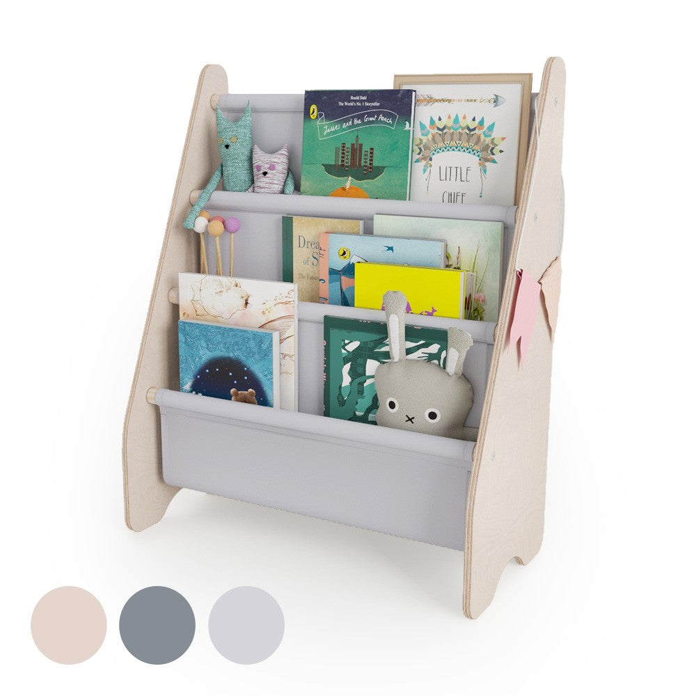 Bibliothèque enfant MAMOI en bois & tissu – 52×25×63 cm