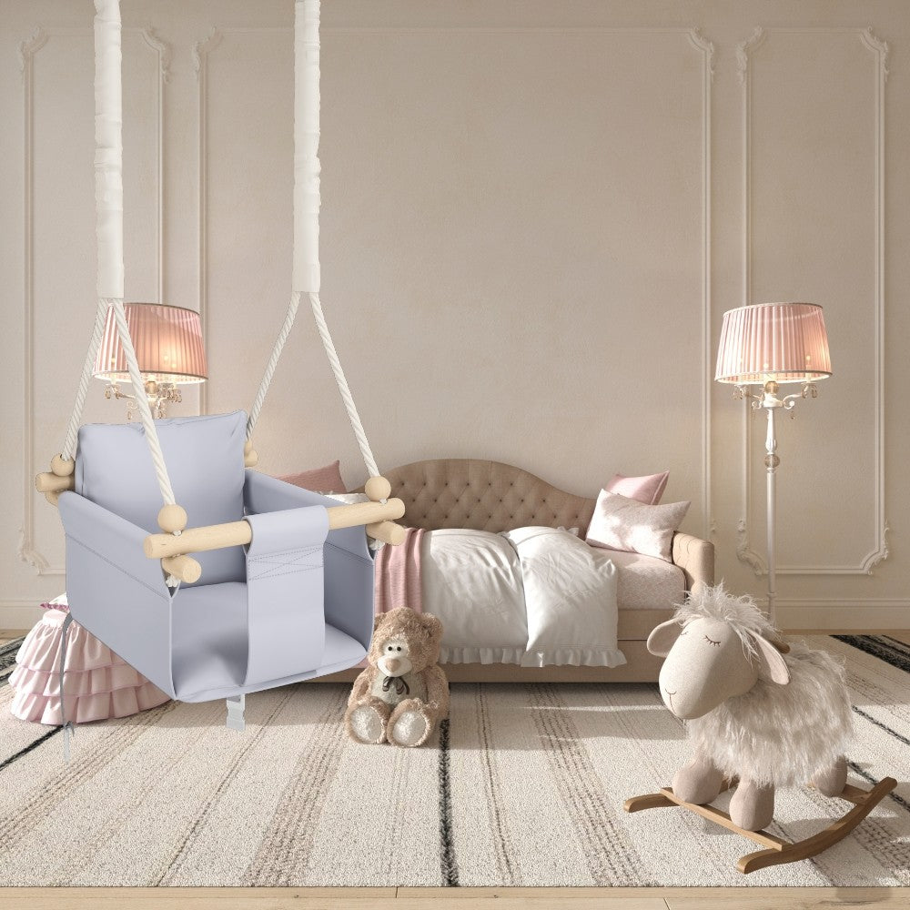 Chaise suspendue bébé MAMOI en bois - Montessori 3-en-1 avec harnais et crochet