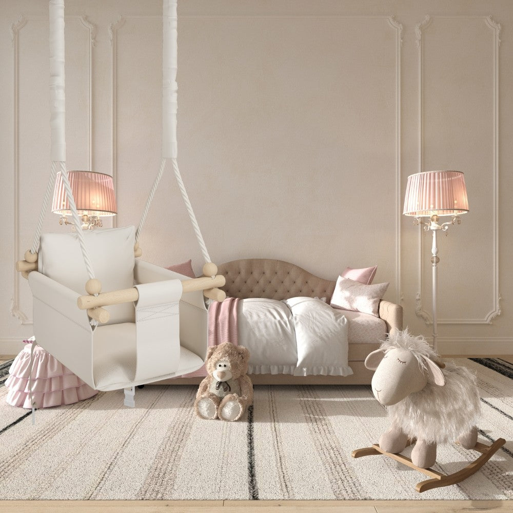 Chaise suspendue bébé MAMOI en bois - Montessori 3-en-1 avec harnais et crochet