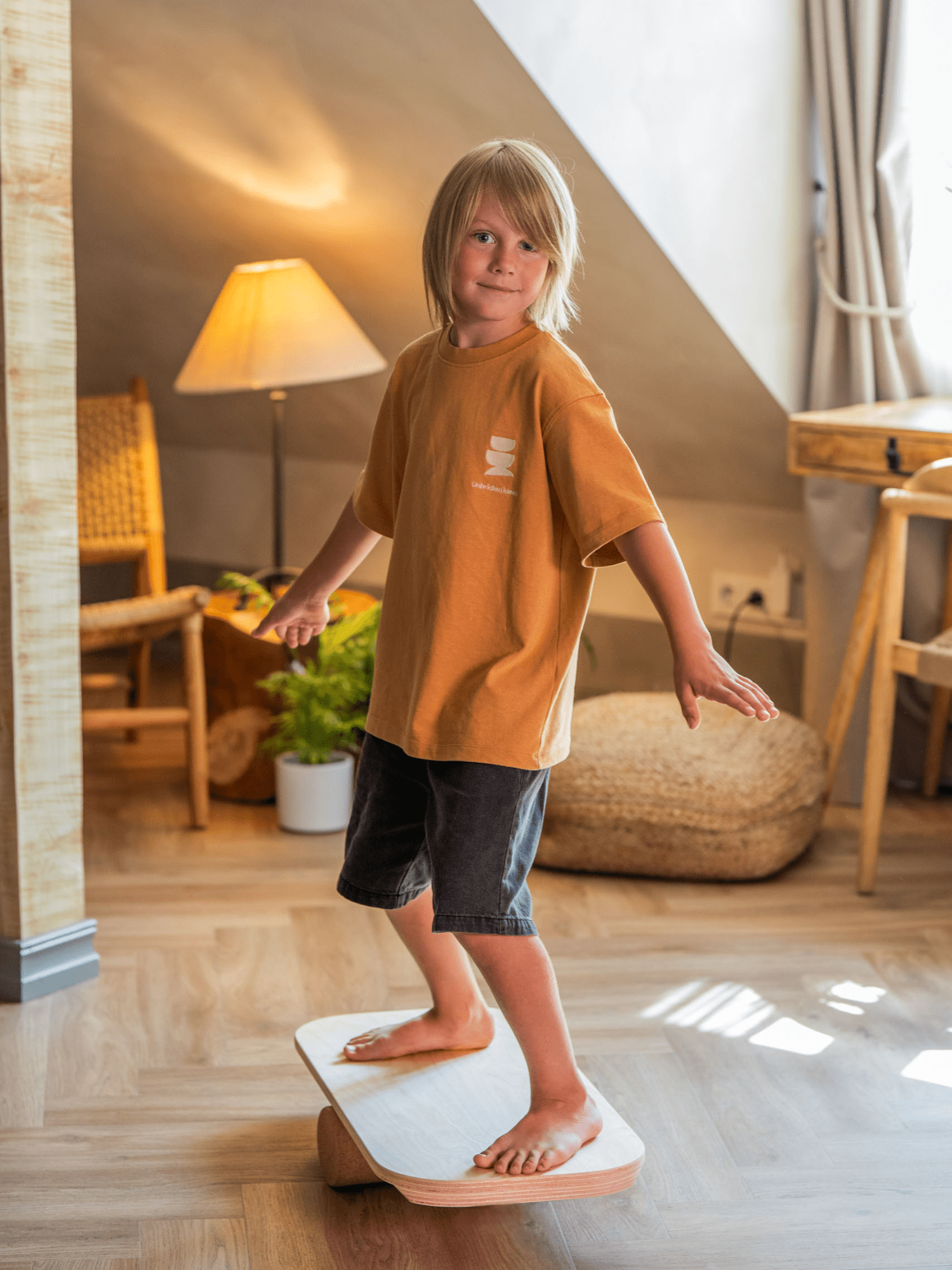 Planche d'Équilibre avec Rouleau en Liège