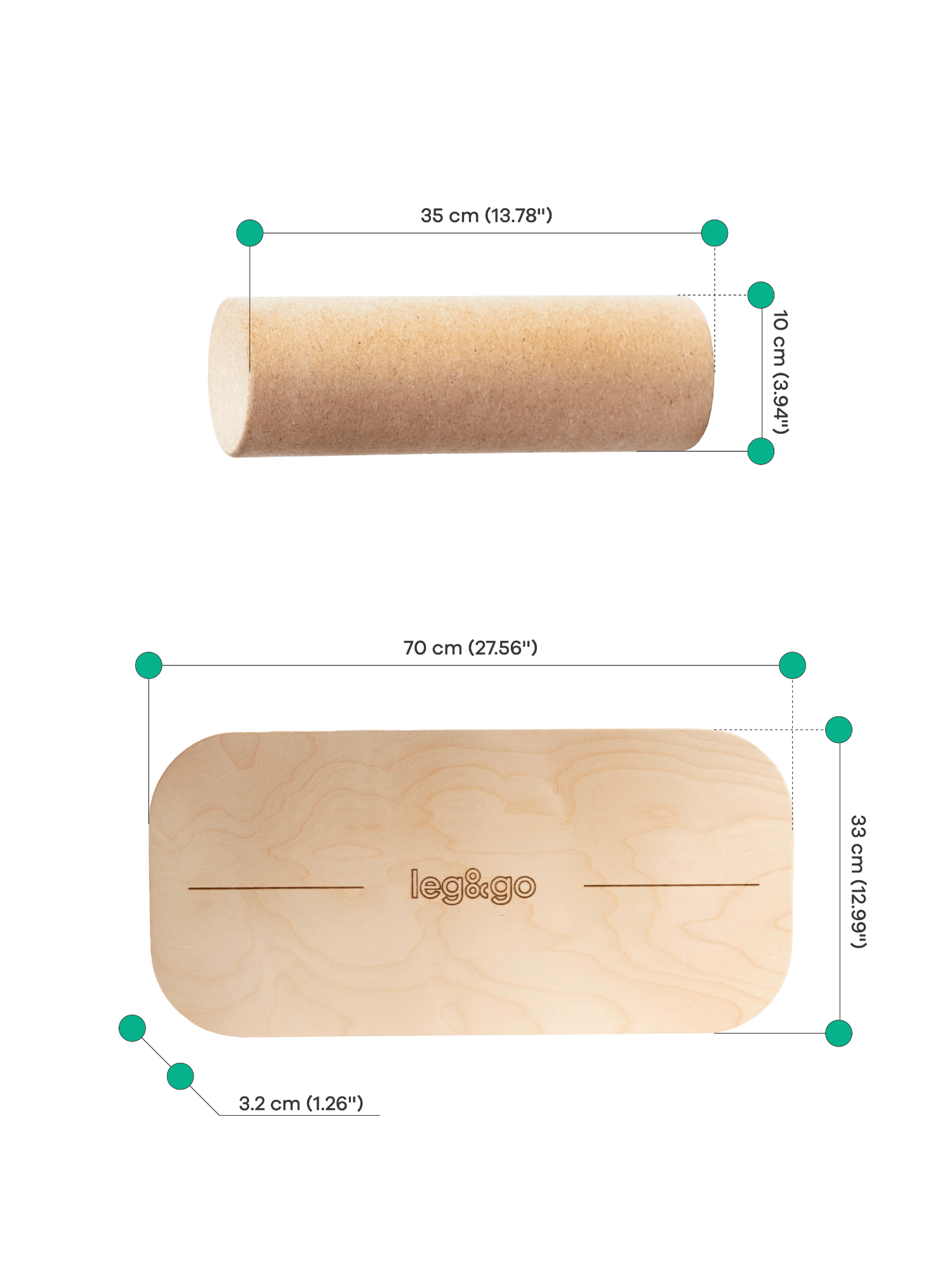Planche d'Équilibre avec Rouleau en Liège