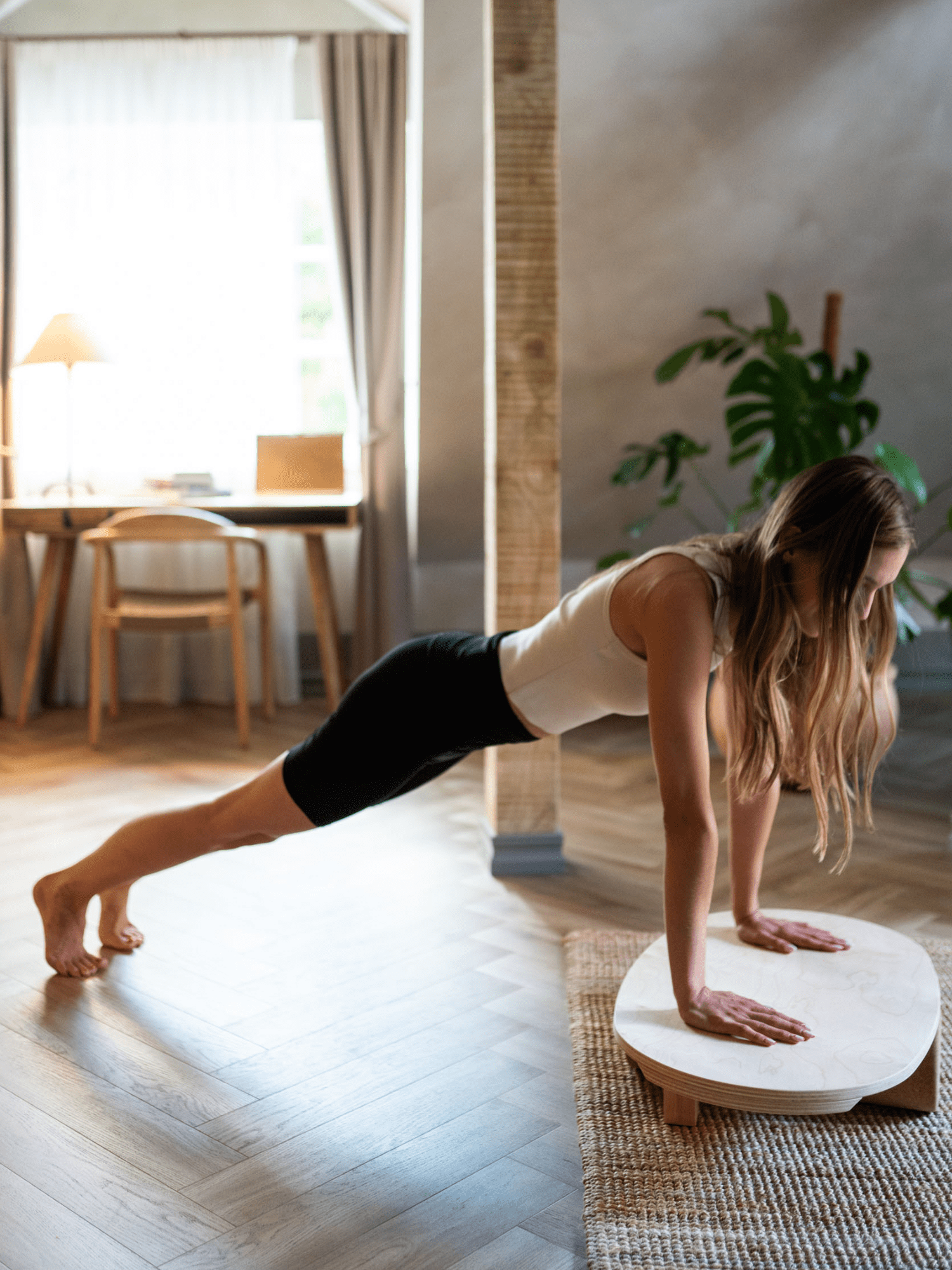 Planche d'Équilibre avec Rouleau en Liège