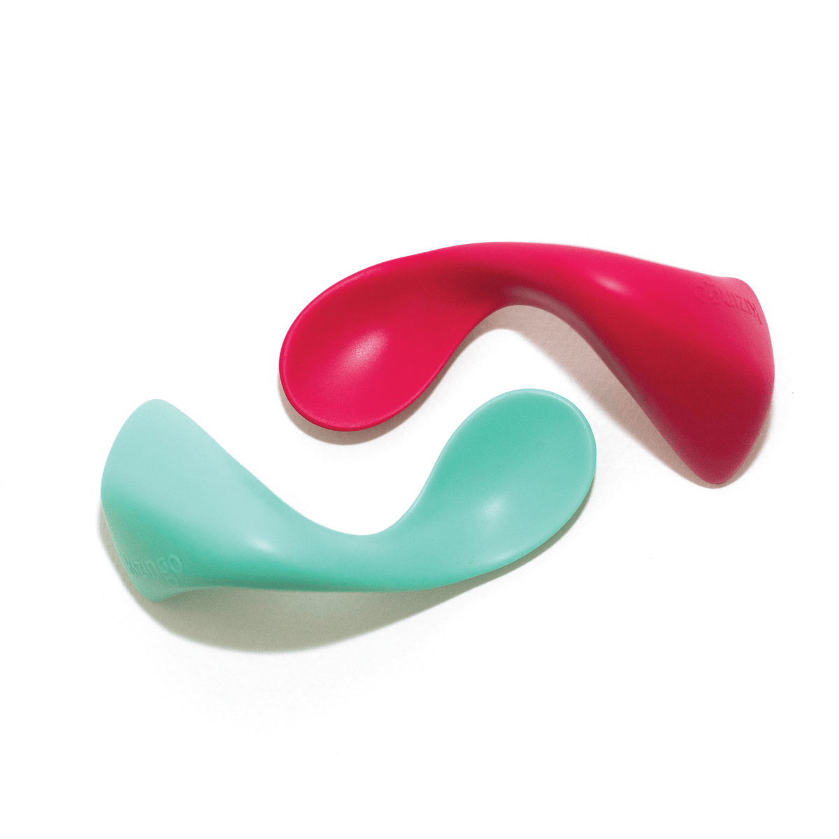 Lot de 2 Cuillères courbées pour droitier pour tout-petit Framboise et Lagoon Kizingokids - Spoons par Kizingokids