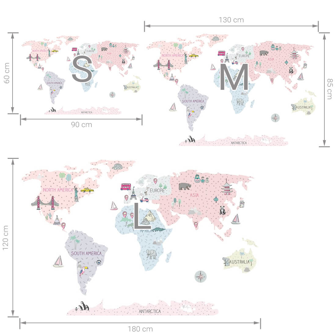 Sticker map monde rose Pastelowe Love - Wallpapers par Pastelowe Love