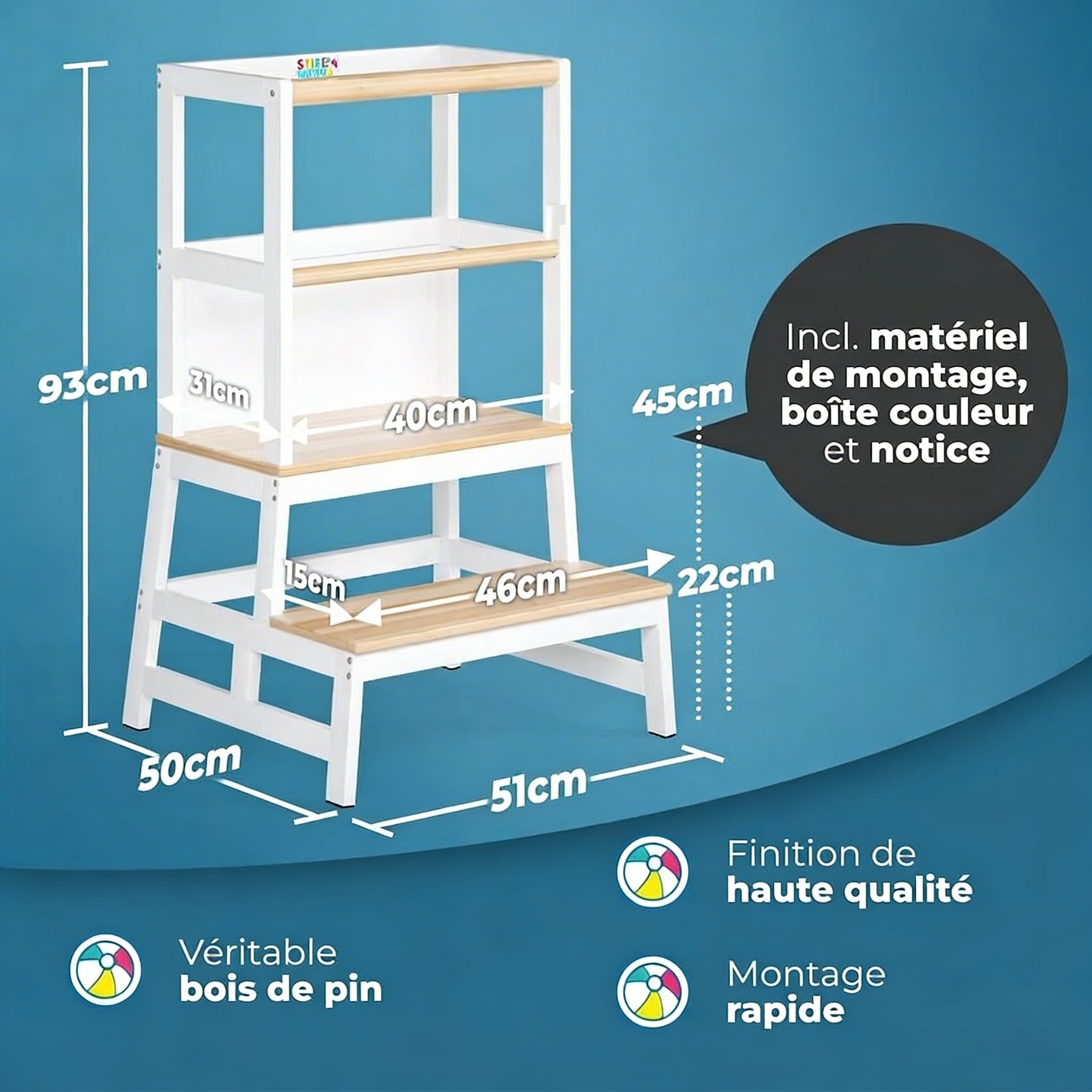 Tour d'apprentissage Barn Montessori 93 × 51 × 50 cm
