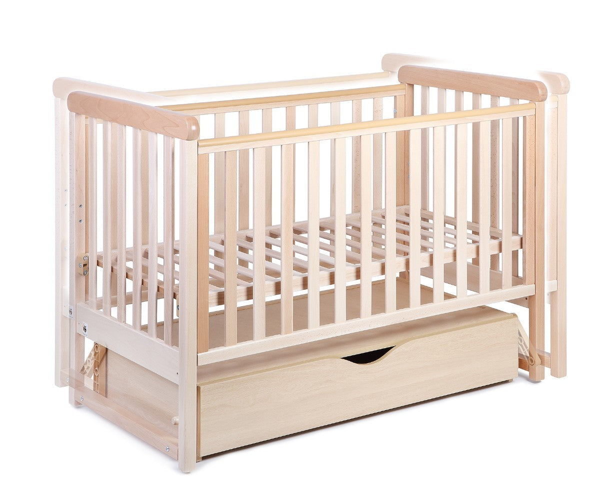 Berceau bébé 120x60cm à bascule YappyMove avec sommier réglable et tiroir