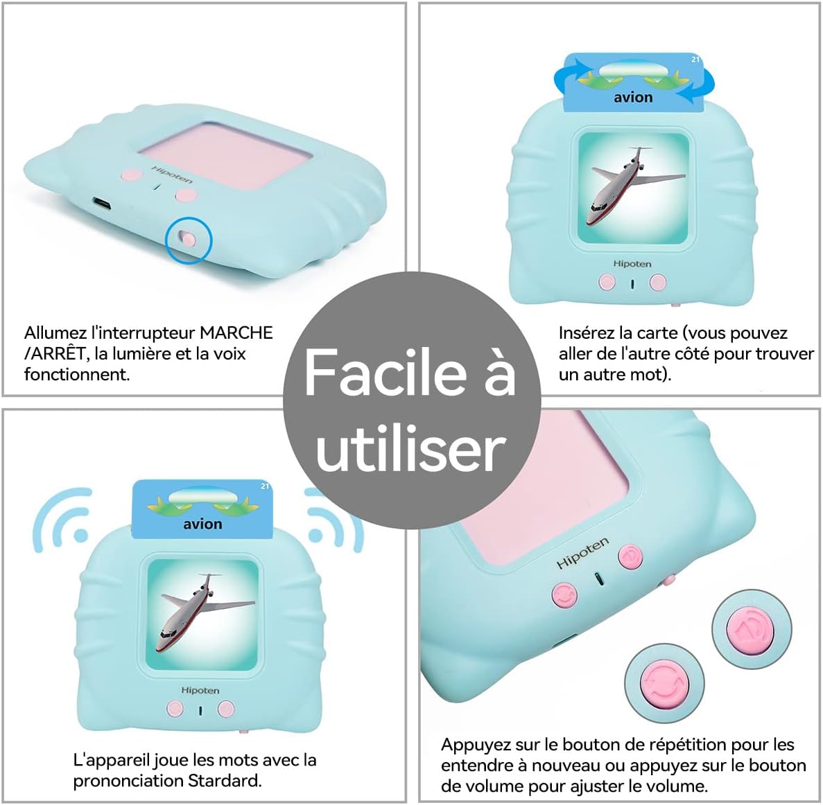 Cartes éducatives pour enfants de 1 à 6 ans 112 carte et 224 mots