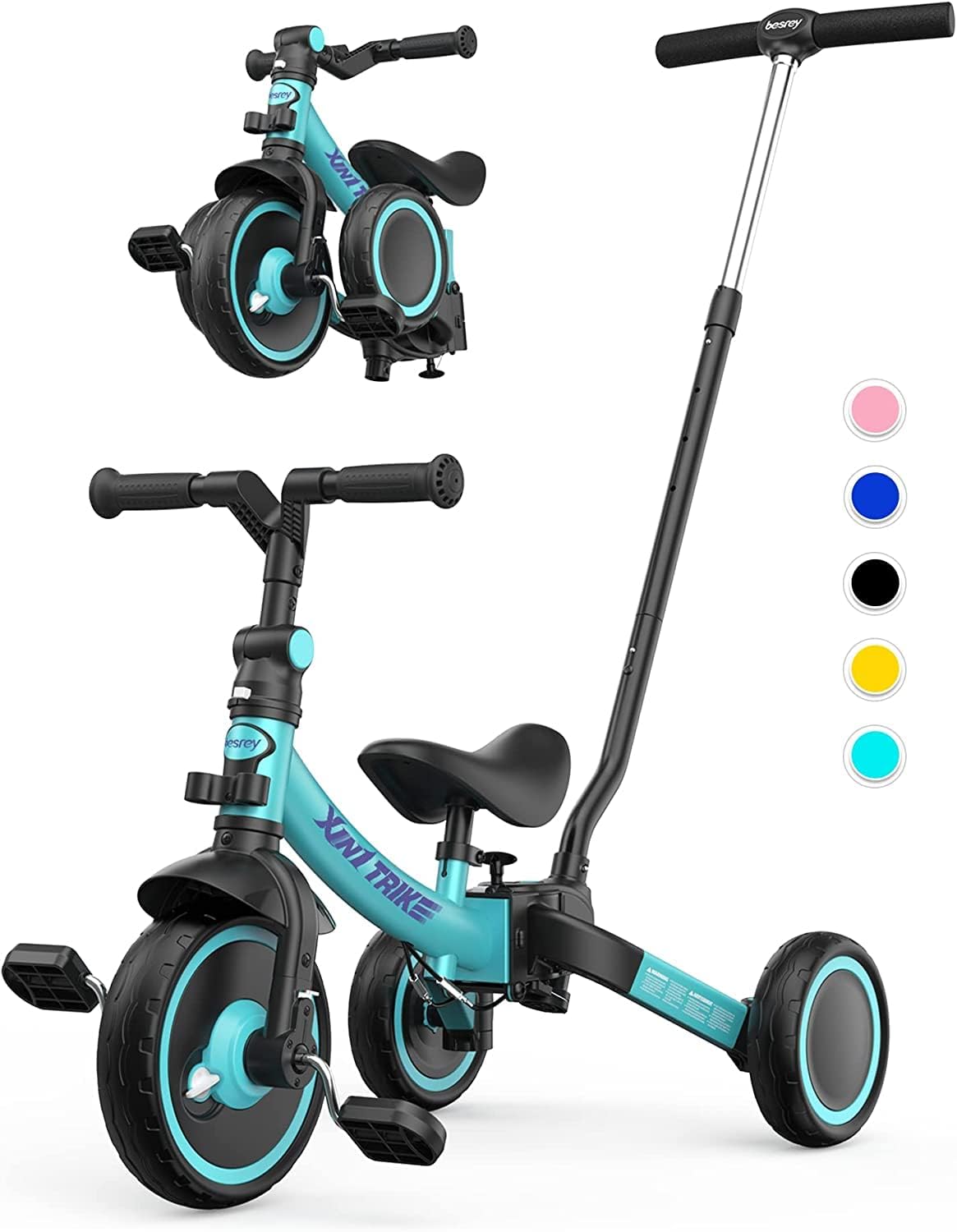 Tricycle enfant pliable 7-en-1  de 1 à 4 ans