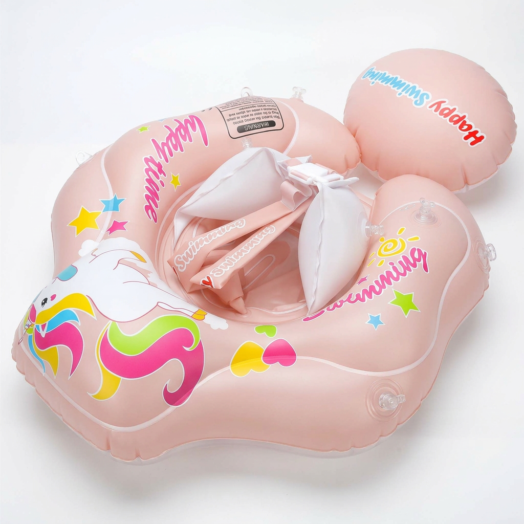 Bouée bébé Anti‑UV avec pare‑soleil amovible – modèle Licorne