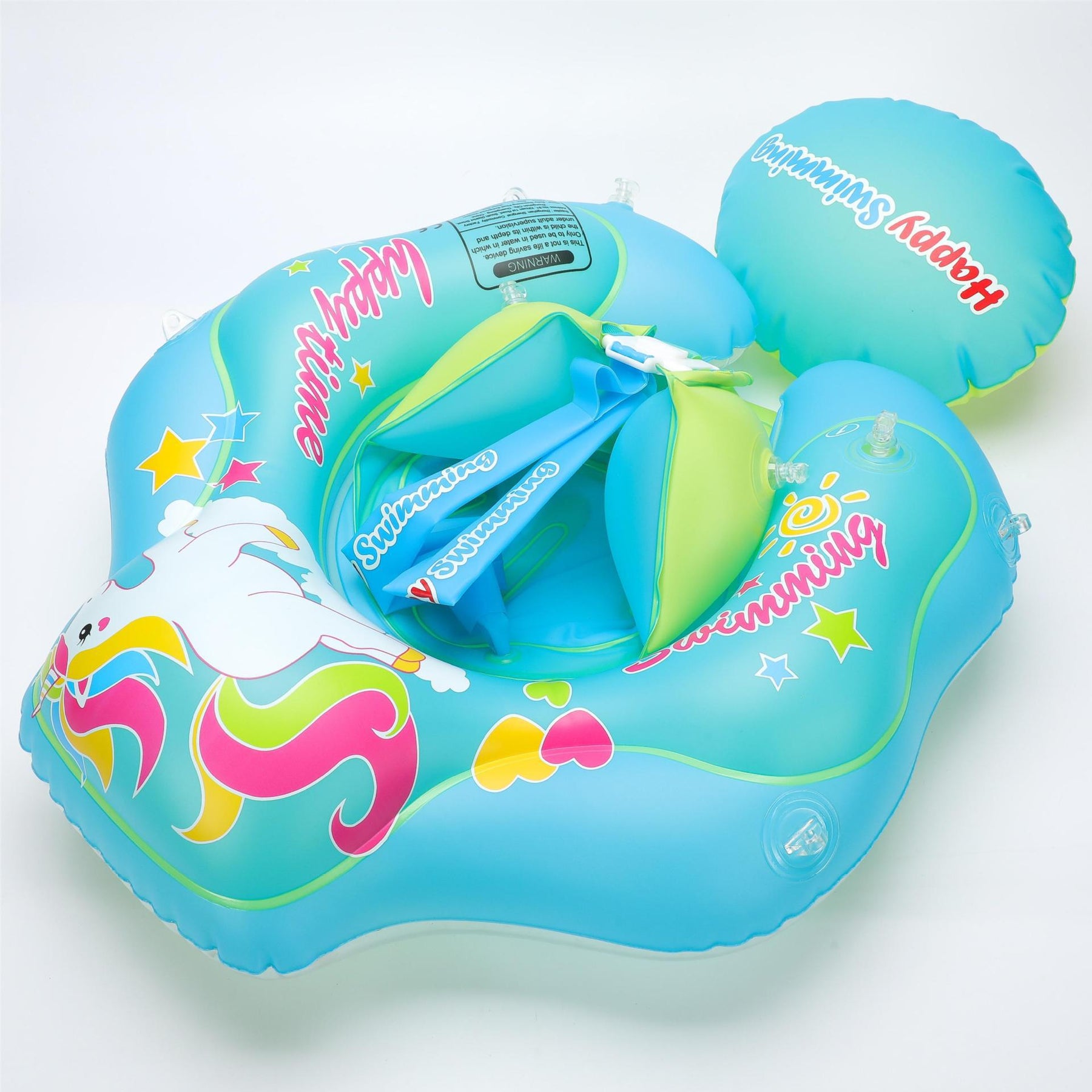 Bouée bébé Anti‑UV avec pare‑soleil amovible – modèle Licorne