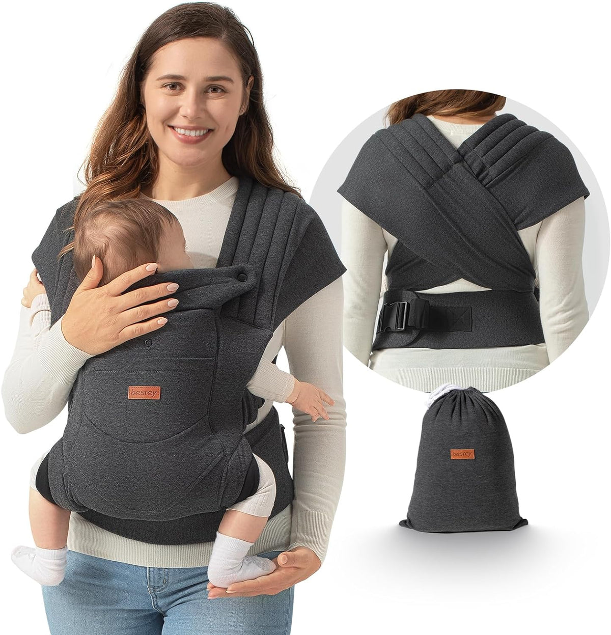 Porte bébé sans noeud 3-en-1 de 3 à 18 mois