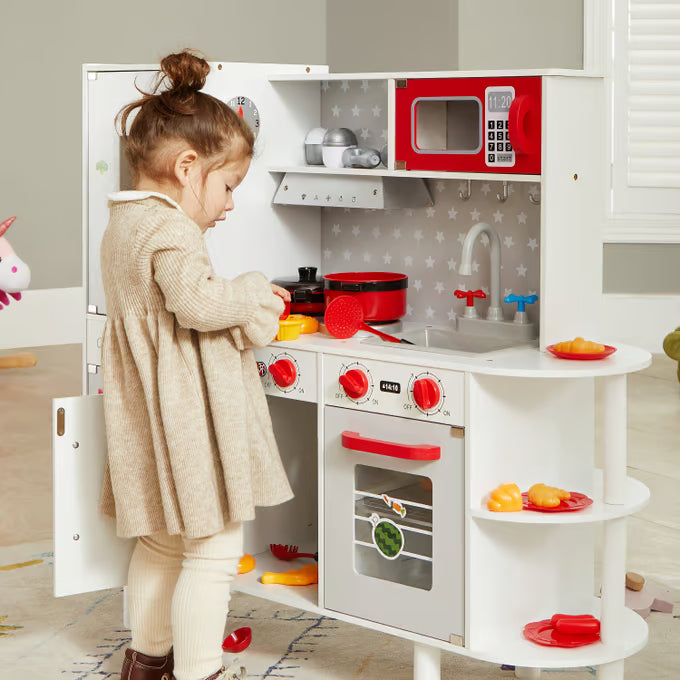 Cuisine pour enfants en bois 91 × 33 × 86/92 cm avec 38 accessoires