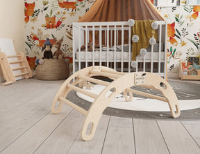 Bascule Montessori 2-en-1 MAMOI – Arche de Pikler & bascule en bois pliable