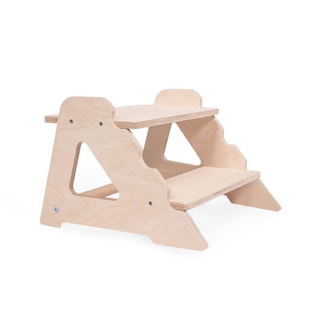Tabouret escabeau MAMOI 2 marches – Bois naturel, universel et sécurisé