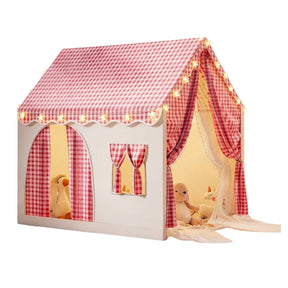 Carpa para niños con alfombra acolchada, banderines y guirnalda 89D x 130W x 130H