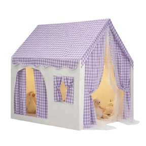 Carpa para niños con alfombra acolchada, banderines y guirnalda 89D x 130W x 130H
