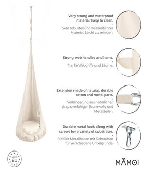 Chaise suspendue sensorielle MAMOI – Cocoon en coton éco & kit de suspension