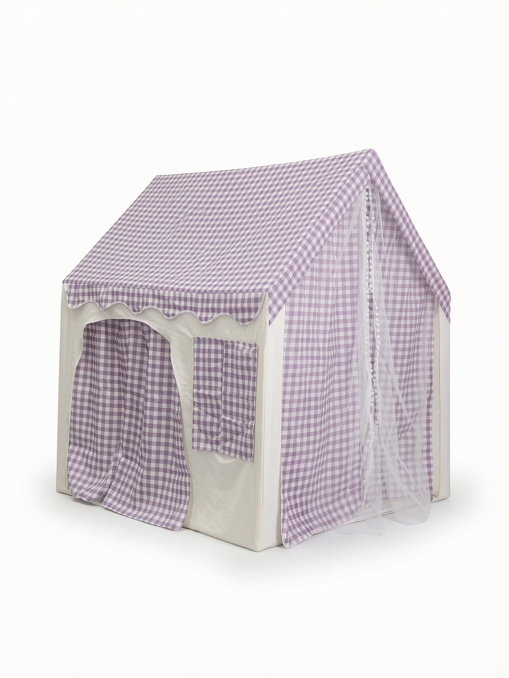 Carpa para niños con alfombra acolchada, banderines y guirnalda 89D x 130W x 130H