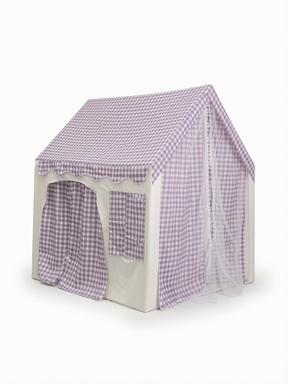 Carpa para niños con alfombra acolchada, banderines y guirnalda 89D x 130W x 130H