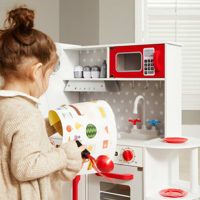 Cuisine pour enfants en bois 91 × 33 × 86/92 cm avec 38 accessoires
