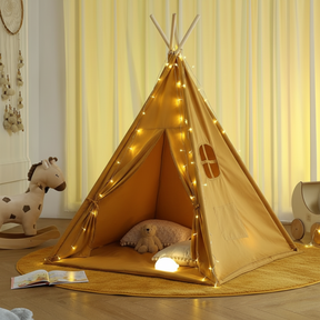 Tipi enfant avec tapis avec guirlandes