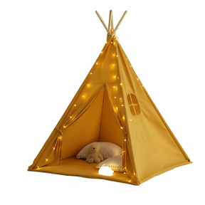 Tipi enfant avec tapis avec guirlandes