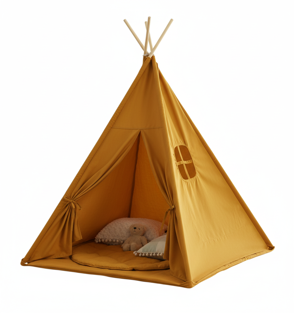 Tipi enfant avec tapis avec guirlandes