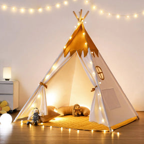 Tipi enfant avec tapis, fixateur et guirlande 120Lx120lx150H