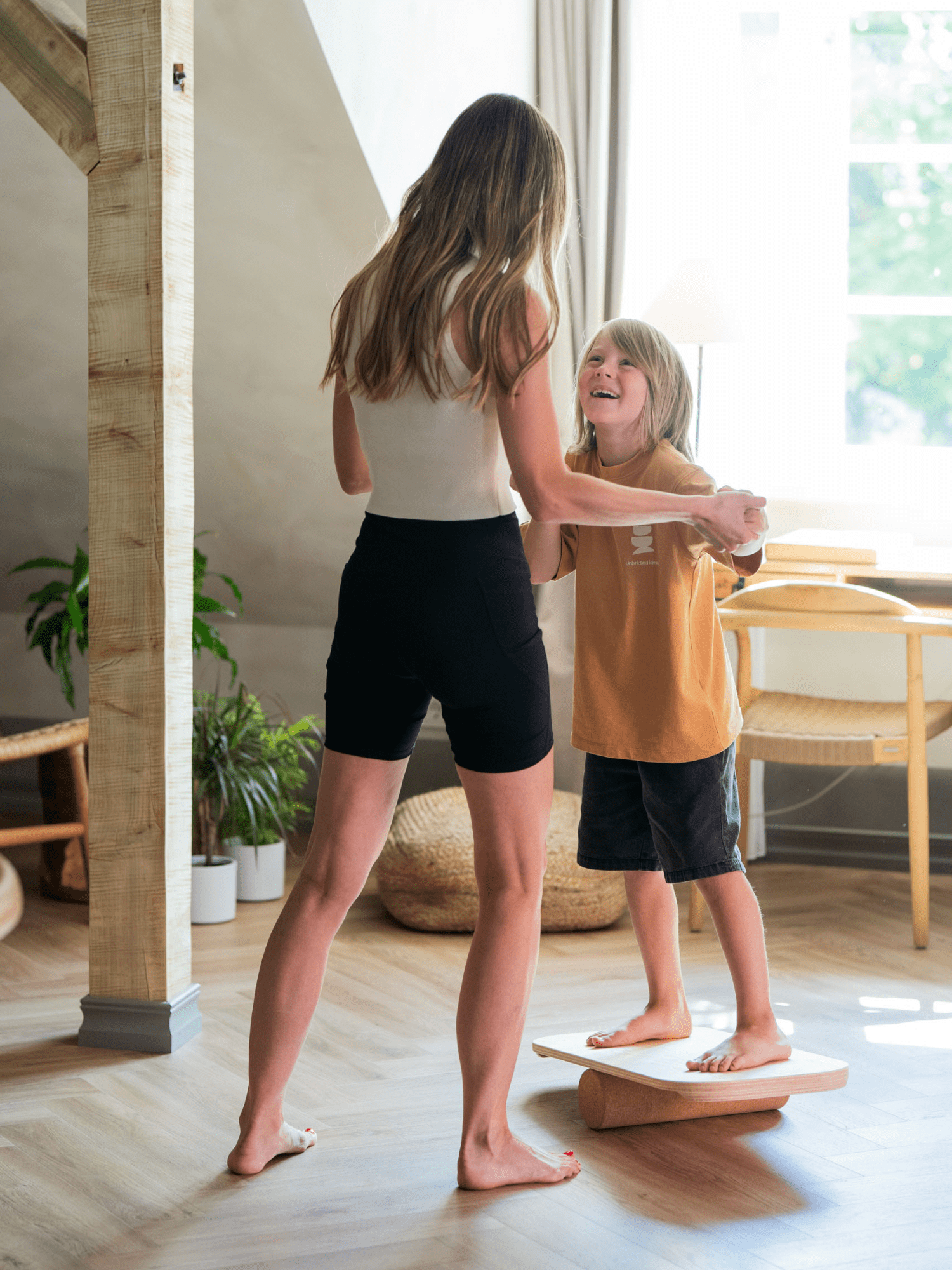 Planche d'Équilibre avec Rouleau en Liège