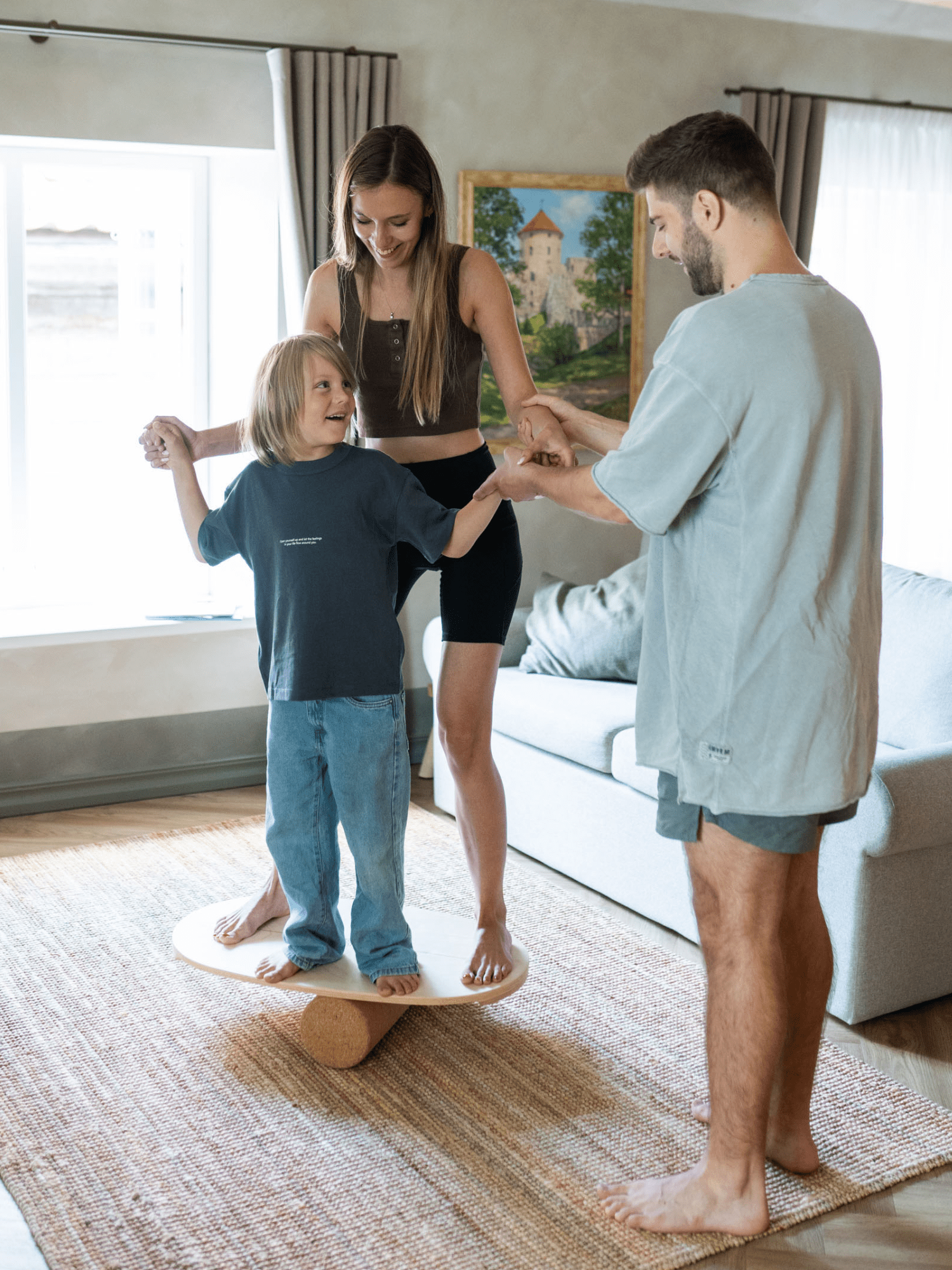 Planche d'Équilibre avec Rouleau en Liège