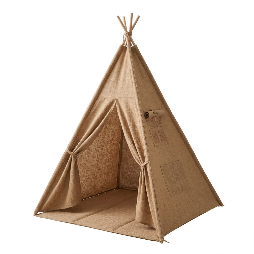 Tipi enfant avec tapis et guirlandes