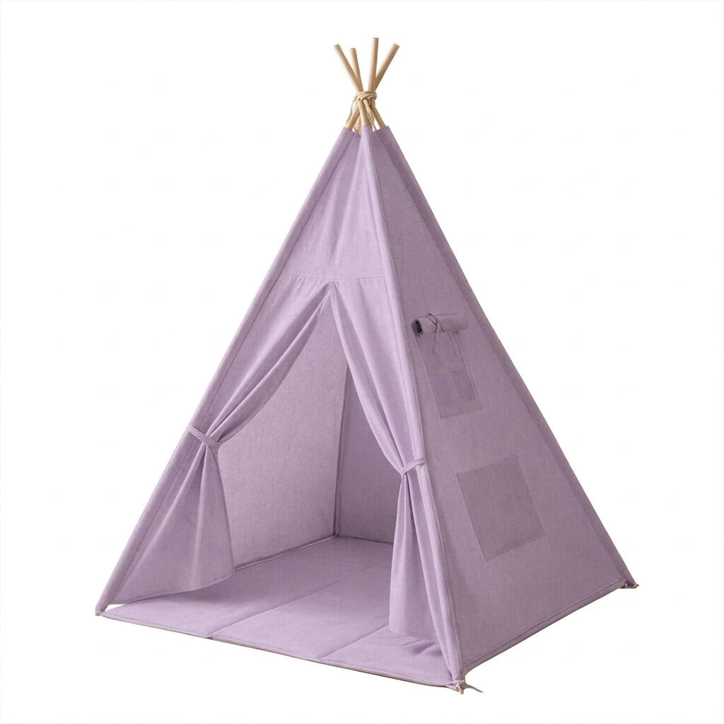 Tipi enfant avec tapis et guirlandes