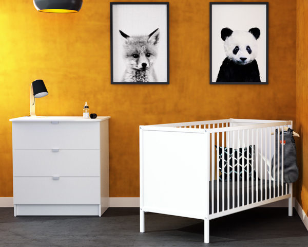 Lit Bébé 60x120 cm + Meuble de Rangement avec plan à langer Webaby AT4 - Baby & Toddler Furniture par AT4