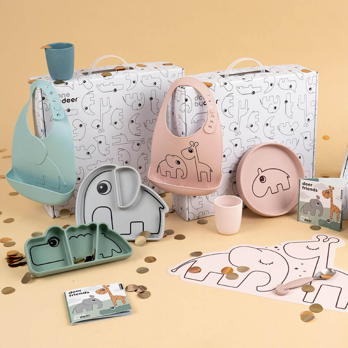 Coffret vaisselle pour bébé en silicone Done by Deer - Baby Gift Sets par DonebyDeer