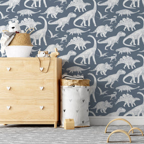 Papier peint dinosaure bleu Pastelowe Love - Wallpapers par Pastelowe Love