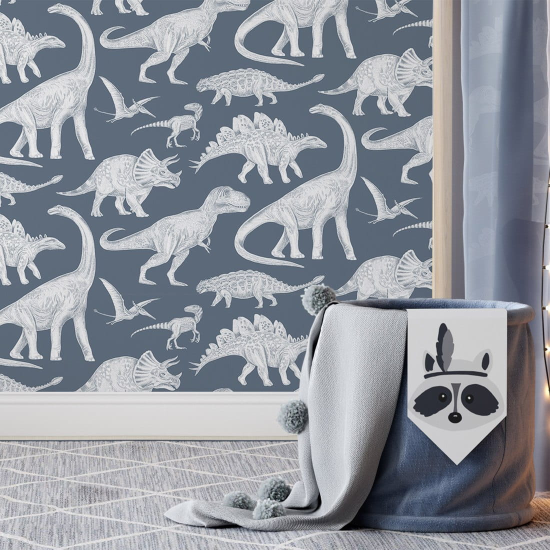 Papier peint dinosaure bleu Pastelowe Love - Wallpapers par Pastelowe Love